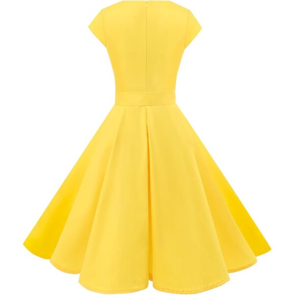 Women's Vintage 1950s Cap Sleeve A Line Cocktail Dress Retro Prom - Picture 4 of 7